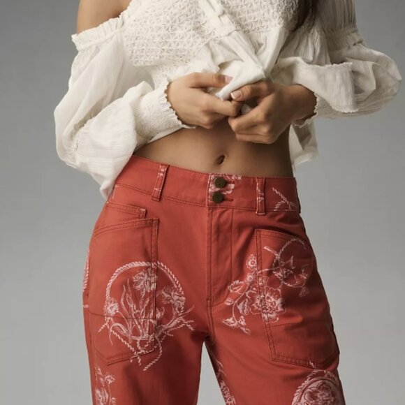 Pilcro Anthropologie‎ The Wandered Printed Relaxed Leg Cotton Pants Size 27 - Picture 3 of 11